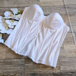 Dominique White Lightly Lined Underwire Corset With Boning Size 34D EUC